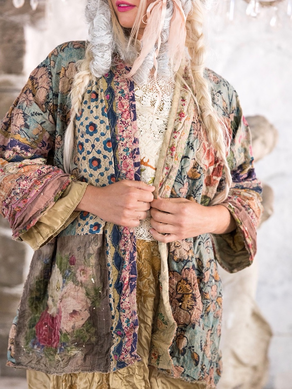 NWT Magnolia Pearl Quilted Julian Floral Kimono Jacket 1065 Versailles